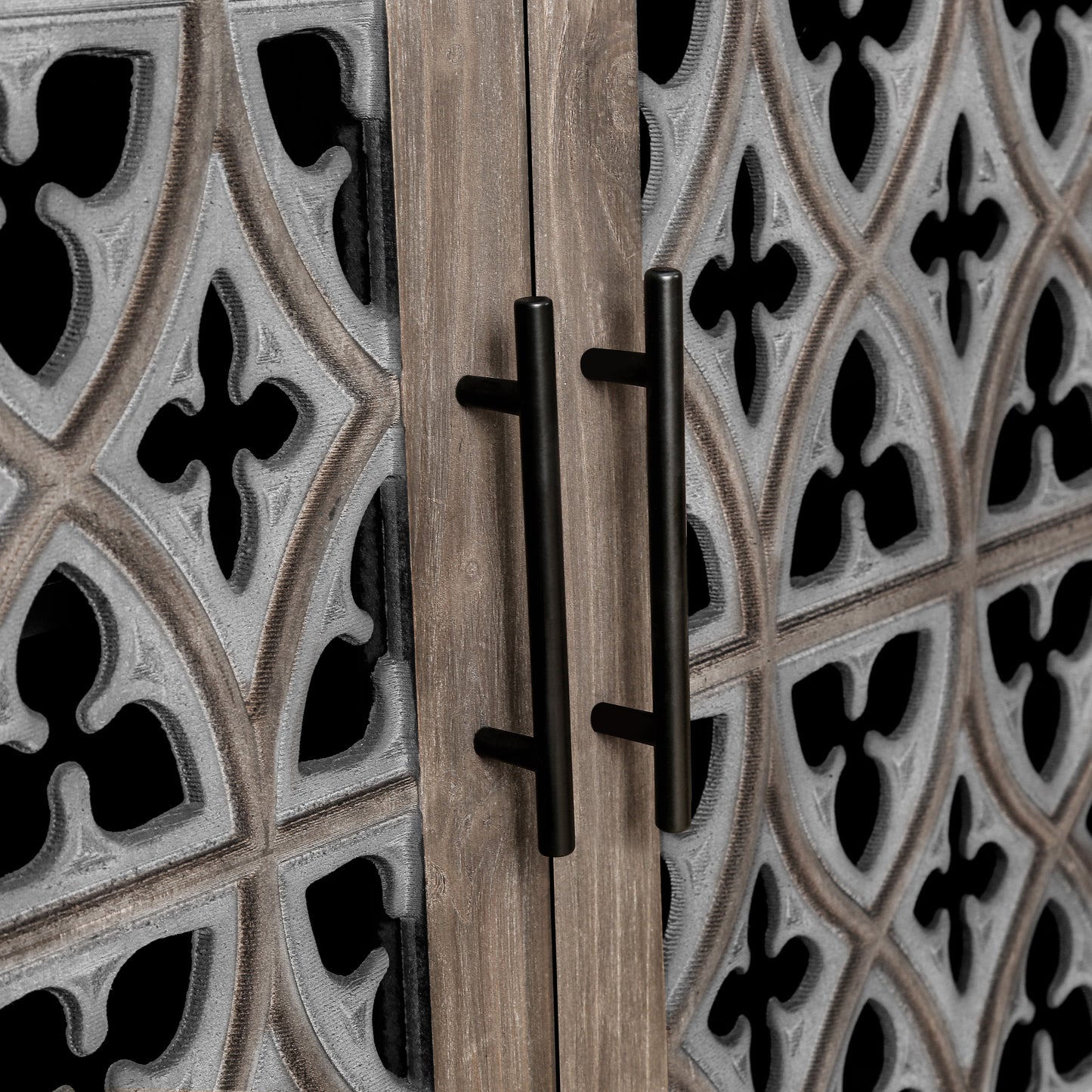Colossus Wood Cabinet with Floral Pattern and 4 Doors