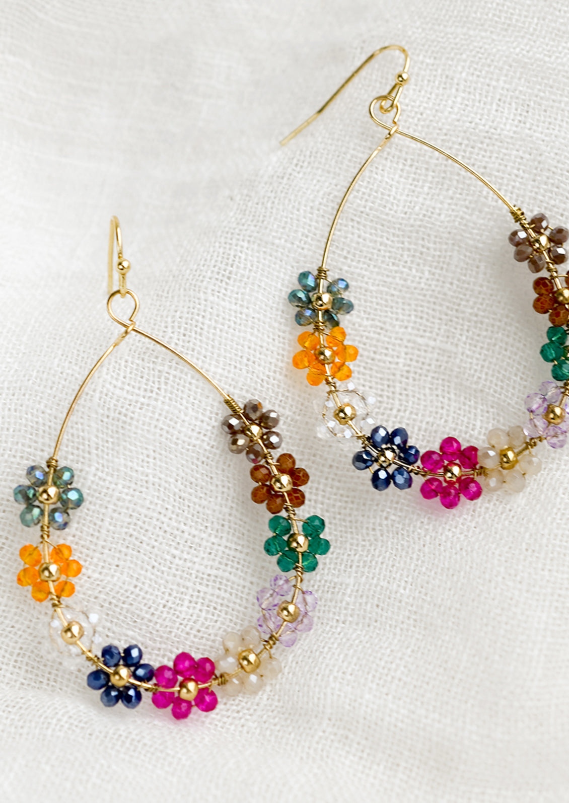 Floral Teardrop Beaded Earrings