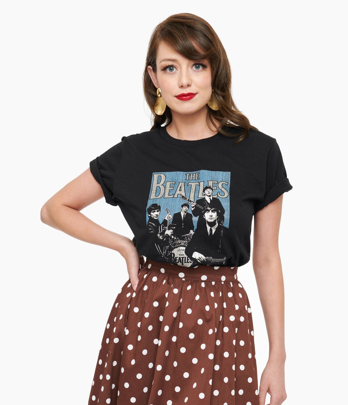 Beatles Band Fitted Cotton Graphic Tee