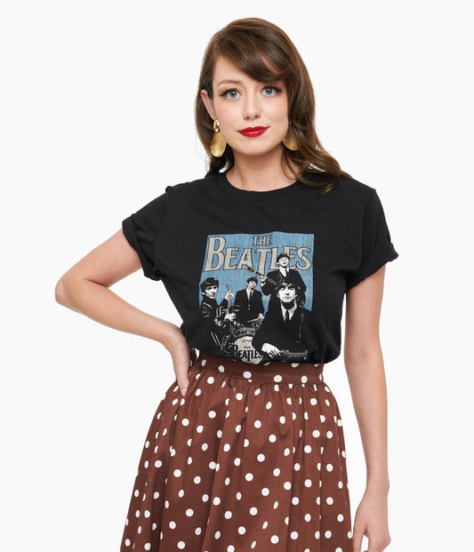 Beatles Band Fitted Cotton Graphic Tee