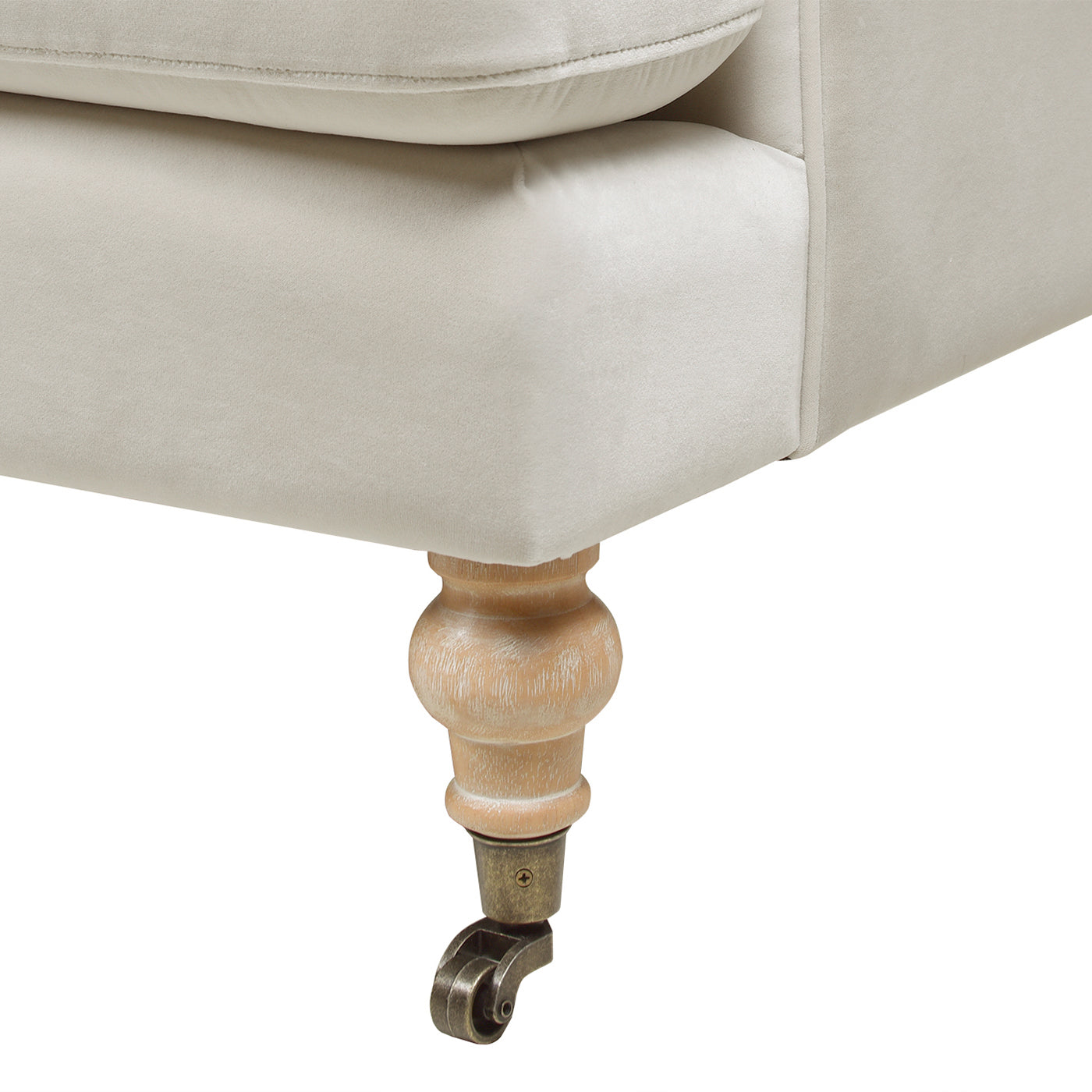 Creations Upholstered Sofa with Metal Casters and 2 Cushions Tightback
