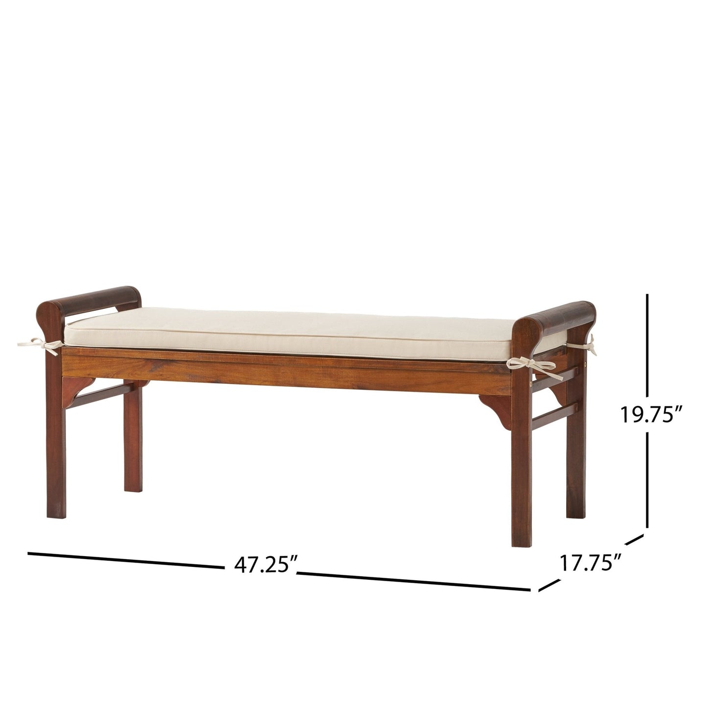 Bench with Cushion and Acacia Wood Frame