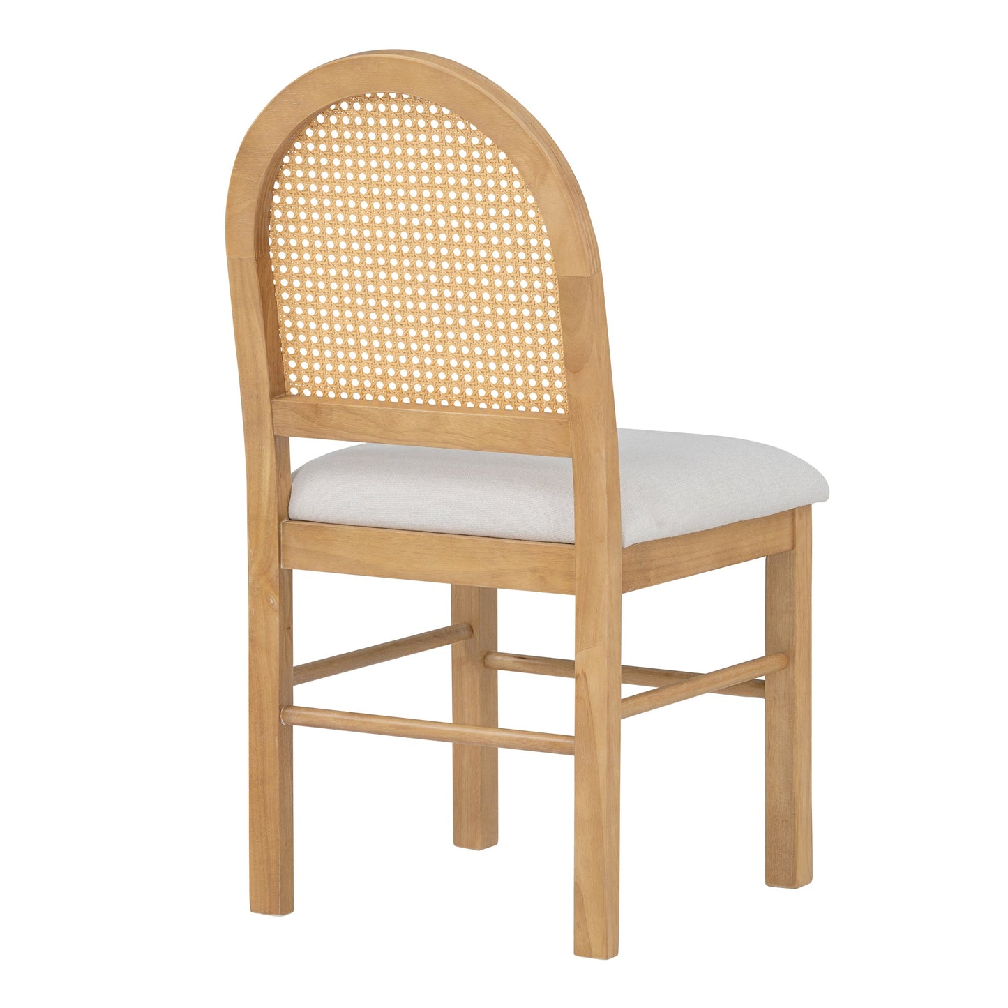 Upholstered Dining Chair with Rattan Backrests and Arched Back, Set of 4