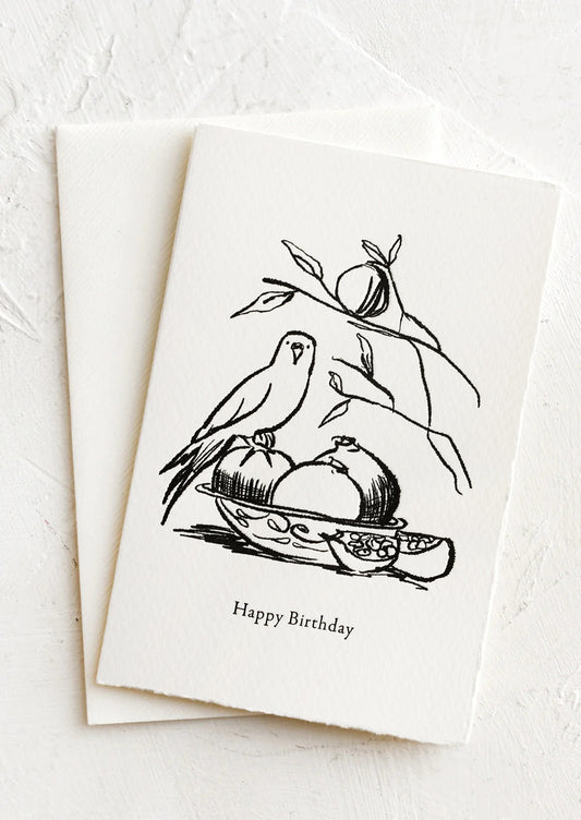 Bird with Fruit Birthday Card