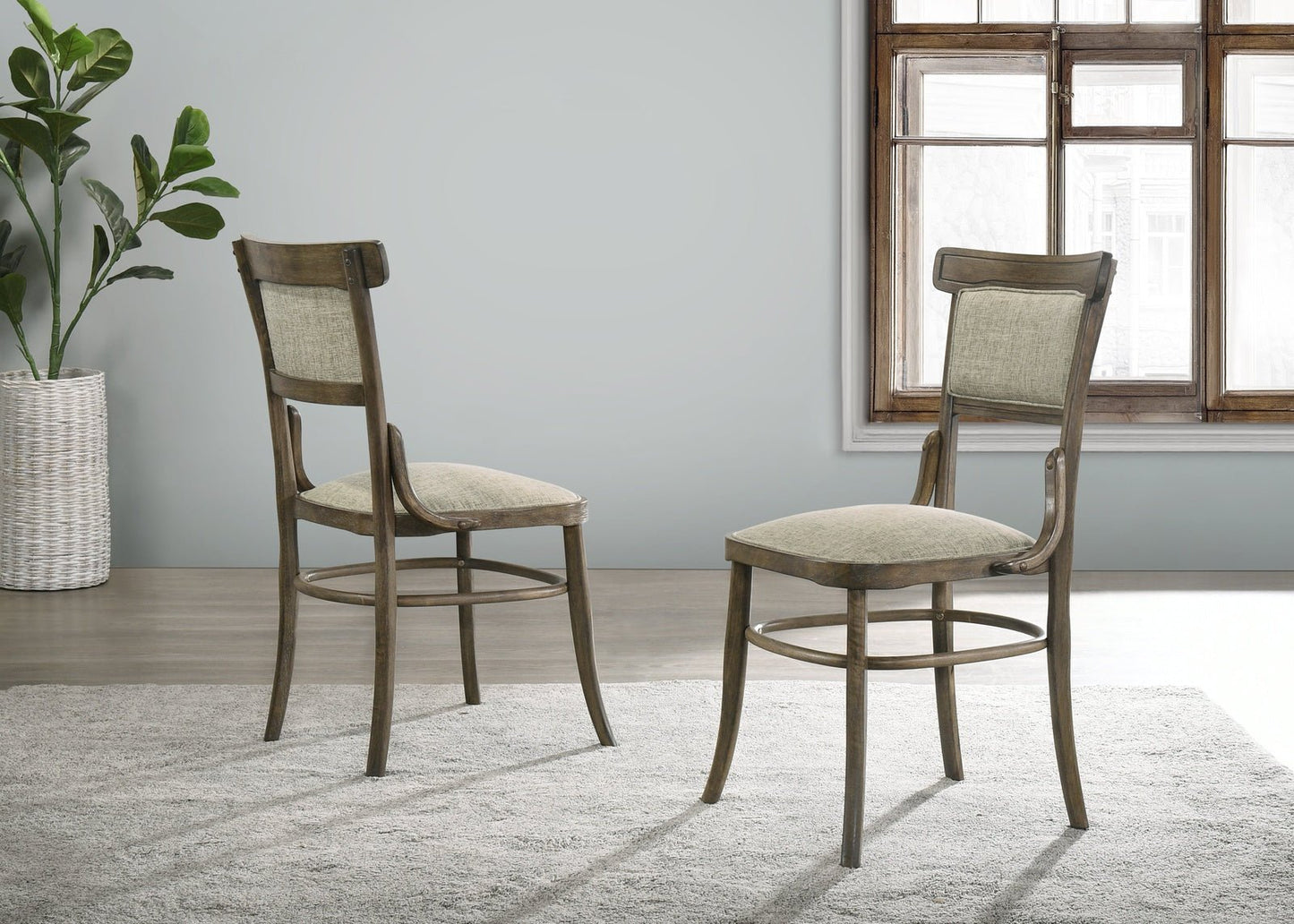 Bistro 19" Wide Contemporary Fabric Dining Chair with Cushion, Set of 2