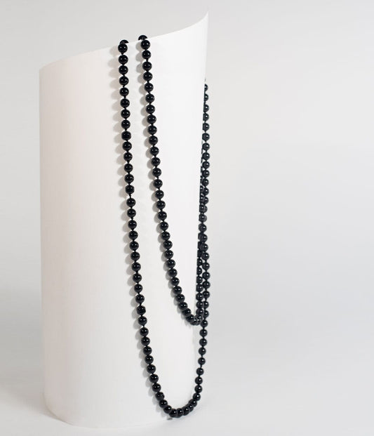 Black 60" Long Pearl Necklace