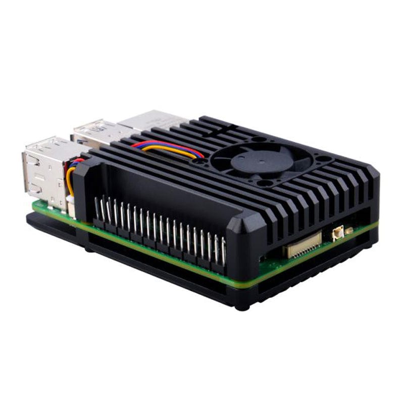Black Aluminum Case With Heatsink Fan for Raspberry Pi 5 [Discontinued]