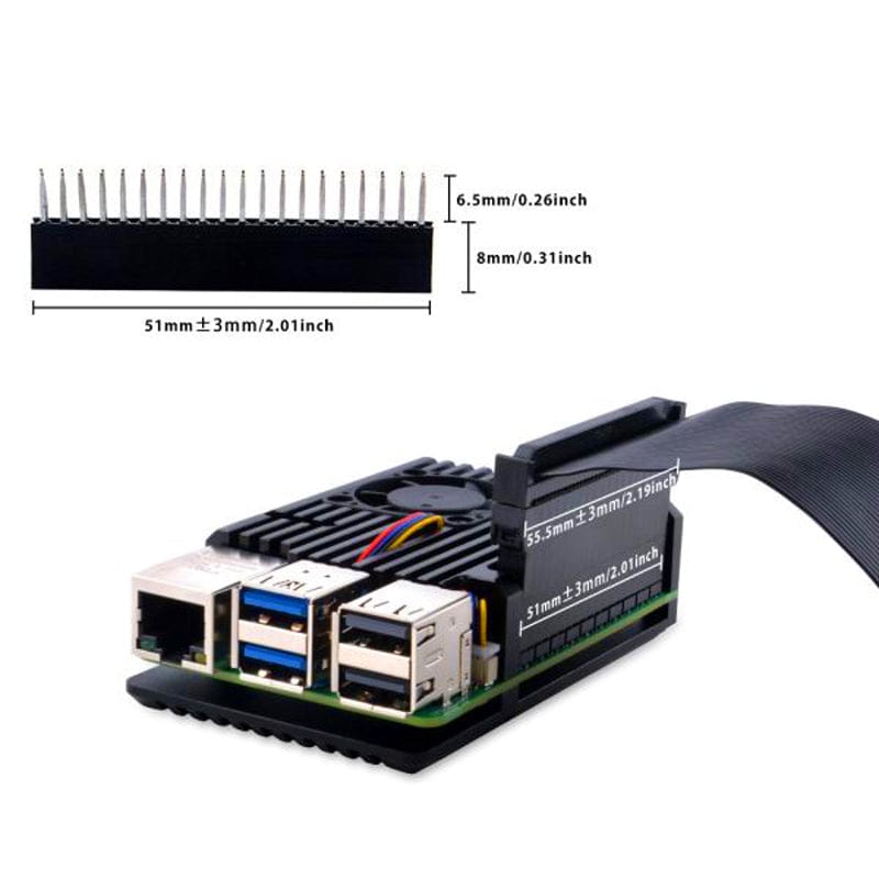 Black Aluminum Case With Heatsink Fan for Raspberry Pi 5 [Discontinued]