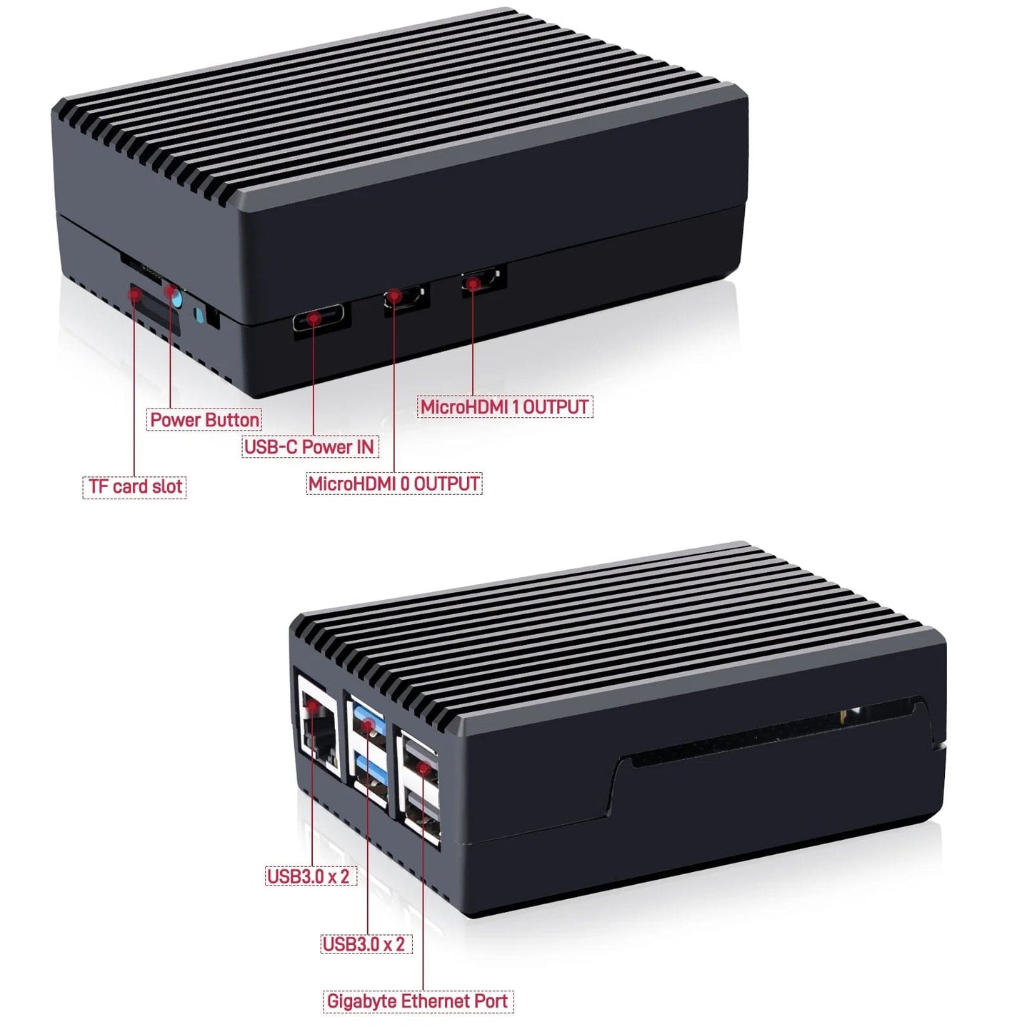 Black Aluminium Passive Cooling Case for Raspberry Pi 5 [discontinued]