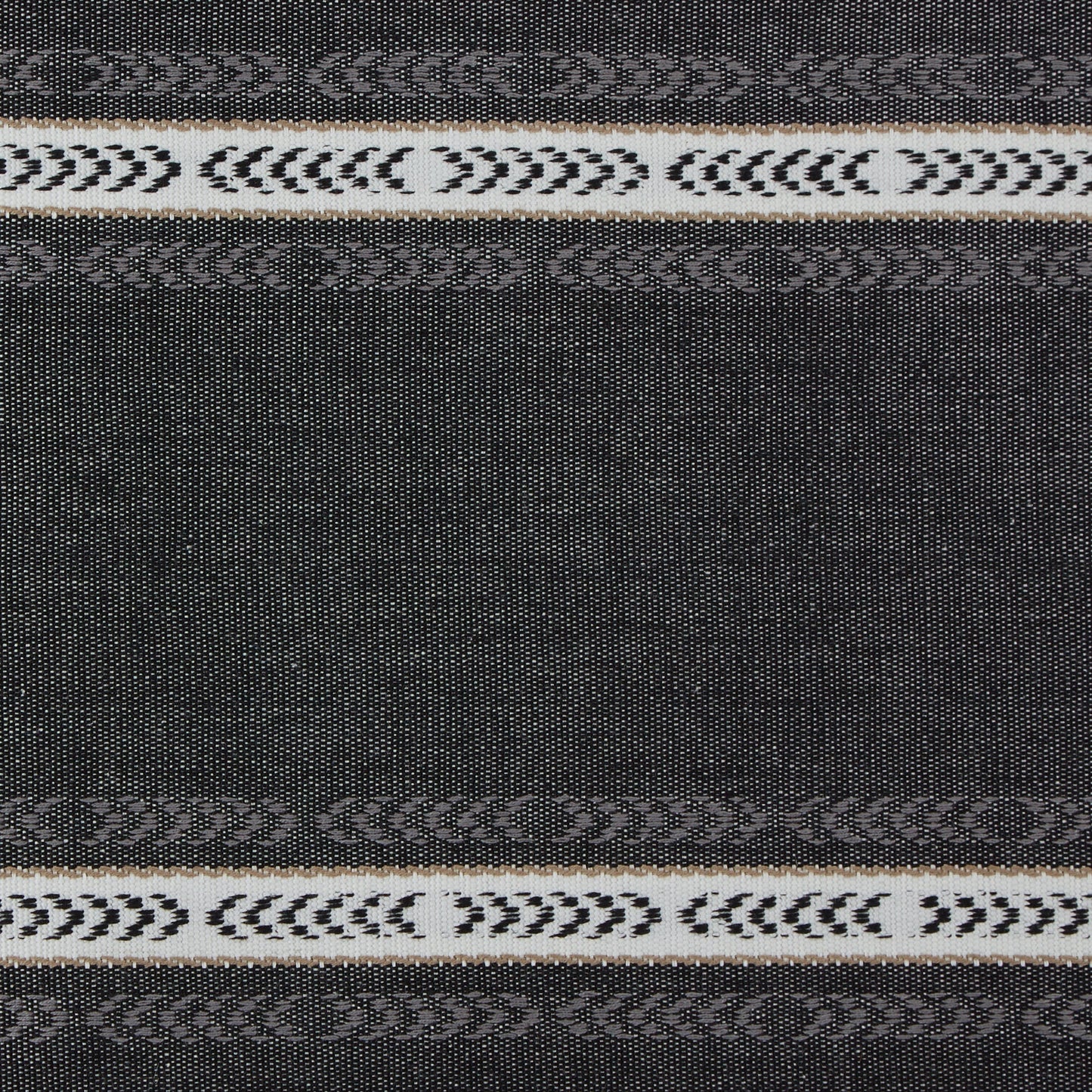 Black Dobby Striped Fringe Ribbed Table Runner