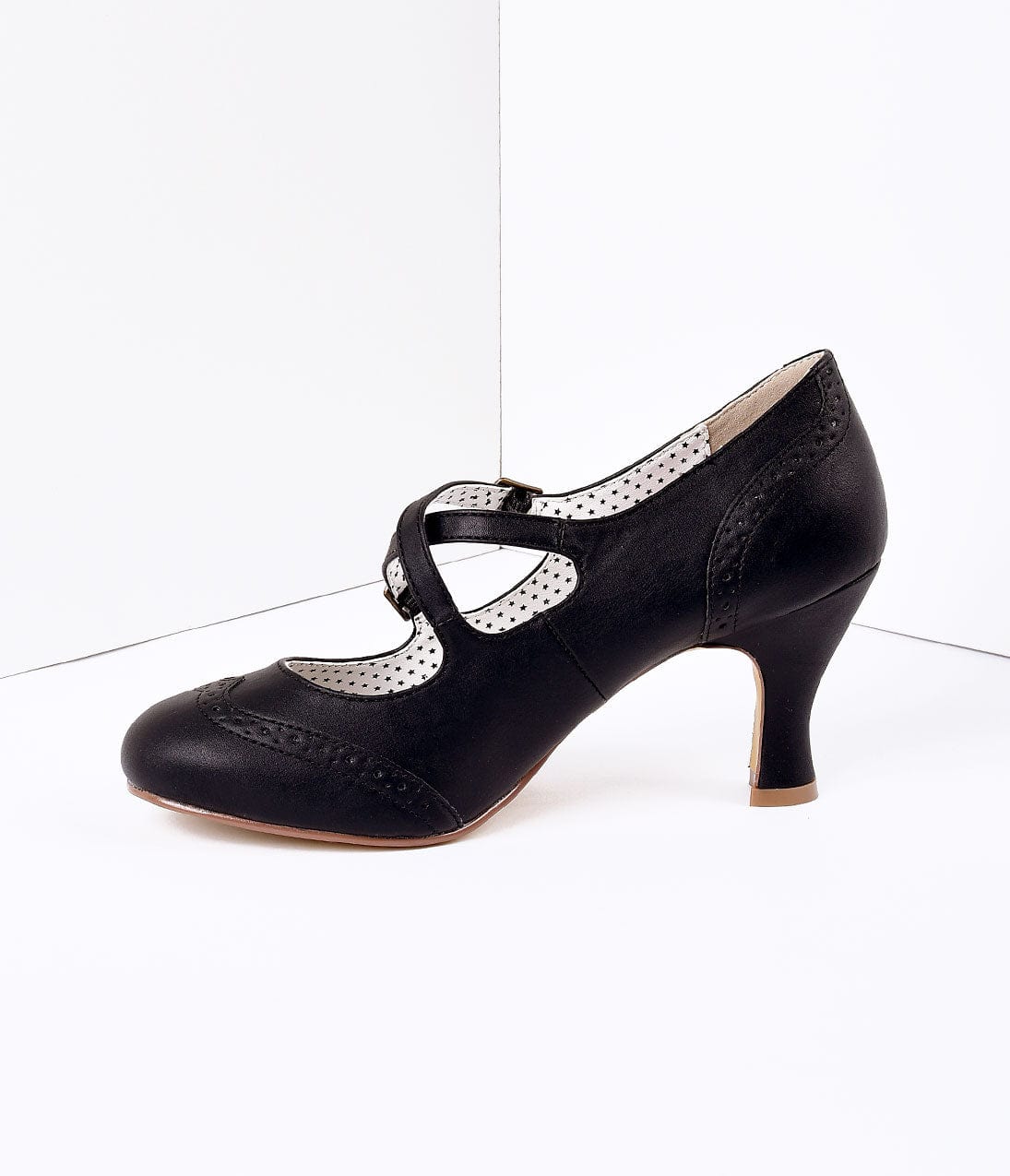 Black Faux Leather Detailed Heel
