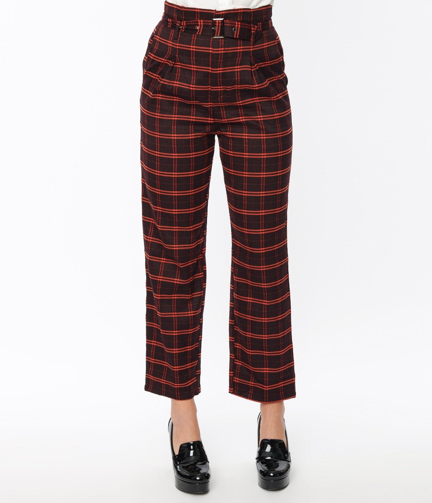Black & Orange Windowpane Pants
