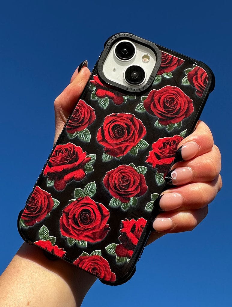 Black Photographic Roses Shock iPhone Case