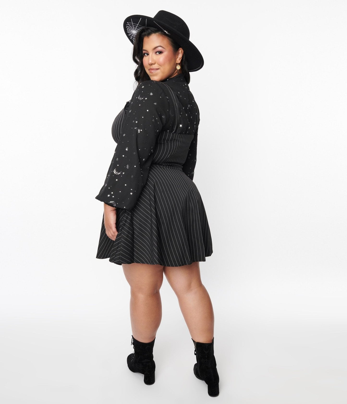Black Pinstripe Bellona Shift Dress