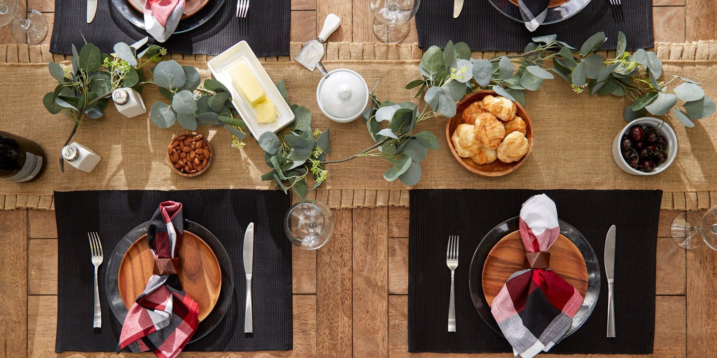 Black Ribbed Placemats, Set Of 6
