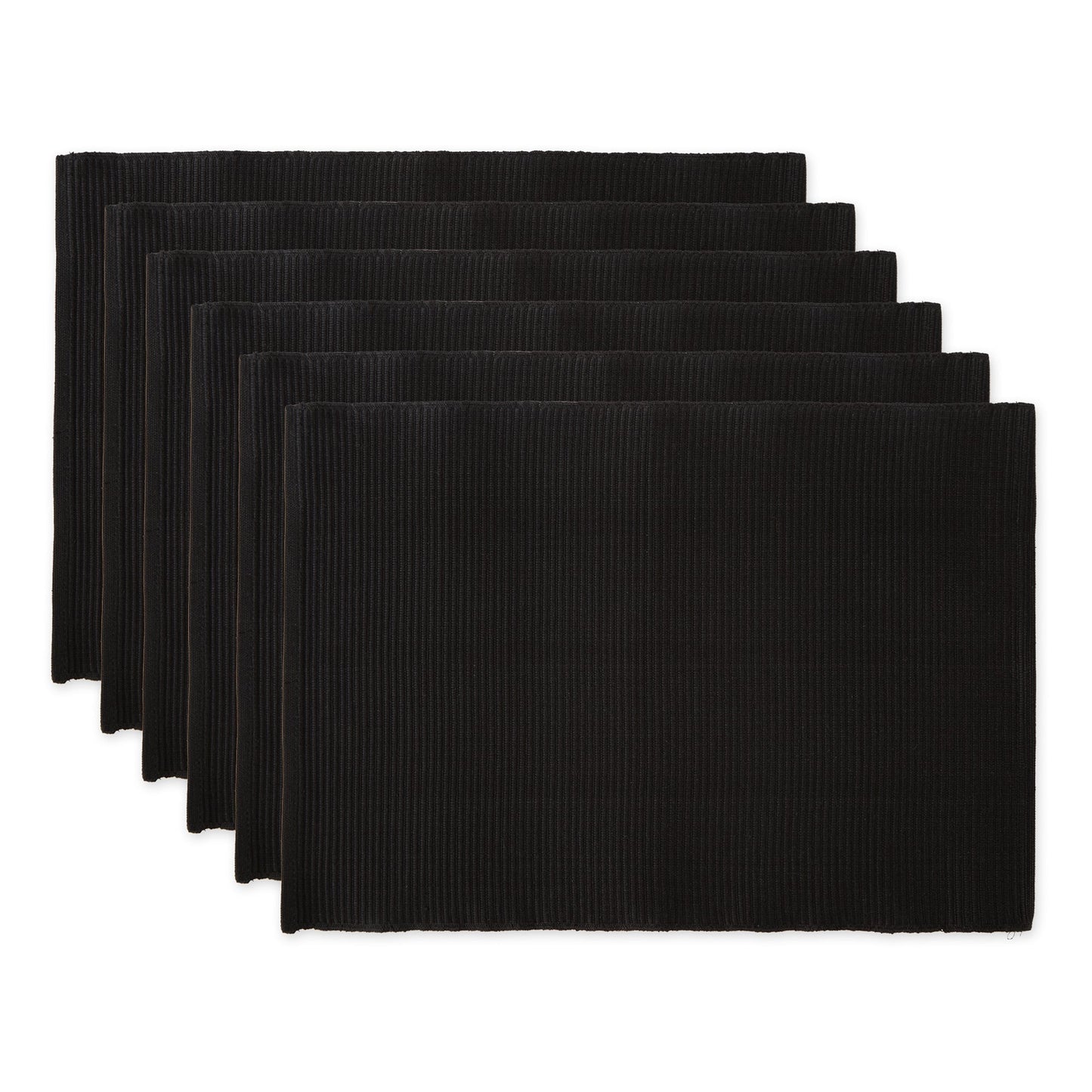 Black Ribbed Placemats, Set Of 6