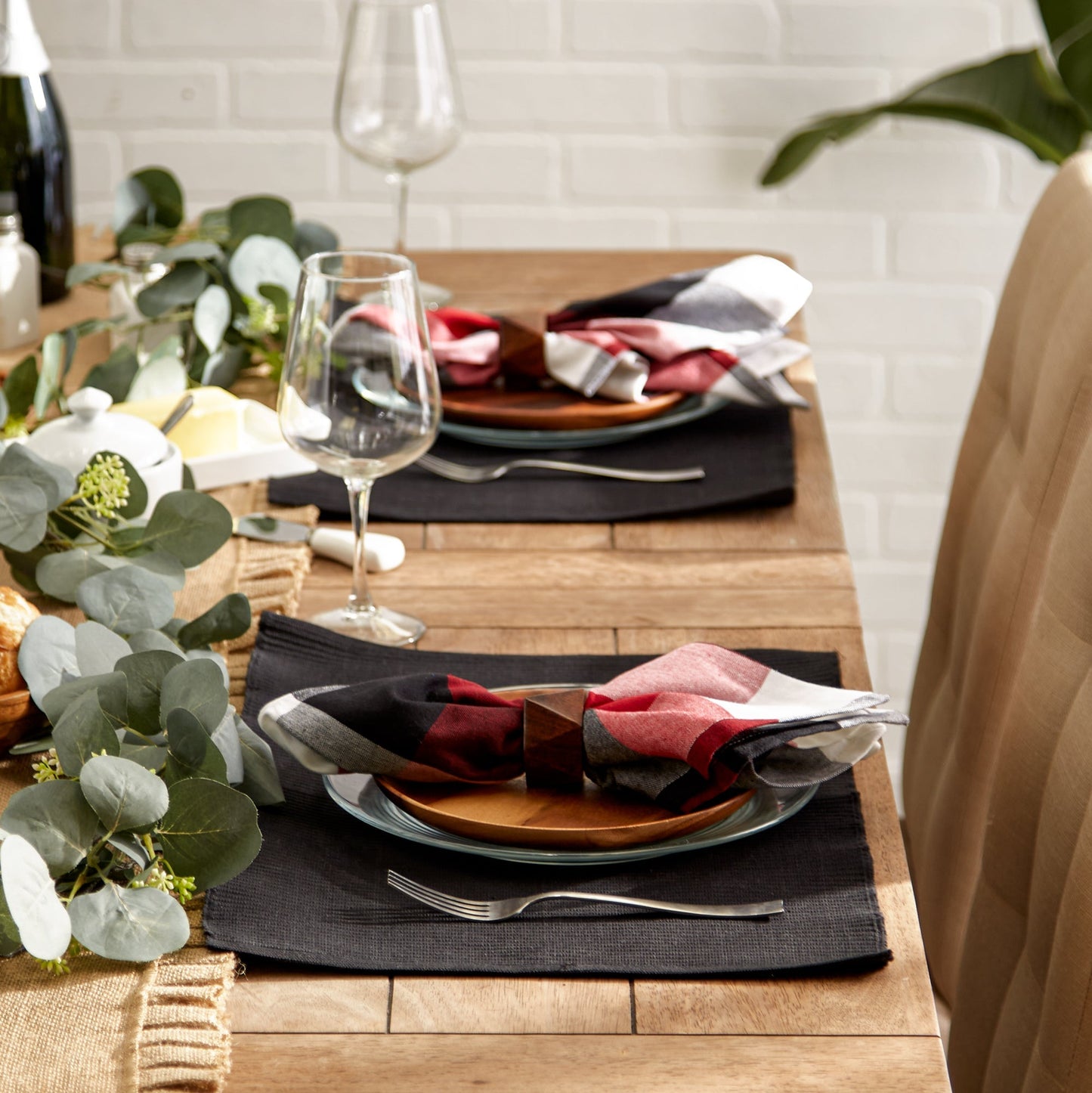Black Ribbed Placemats, Set Of 6
