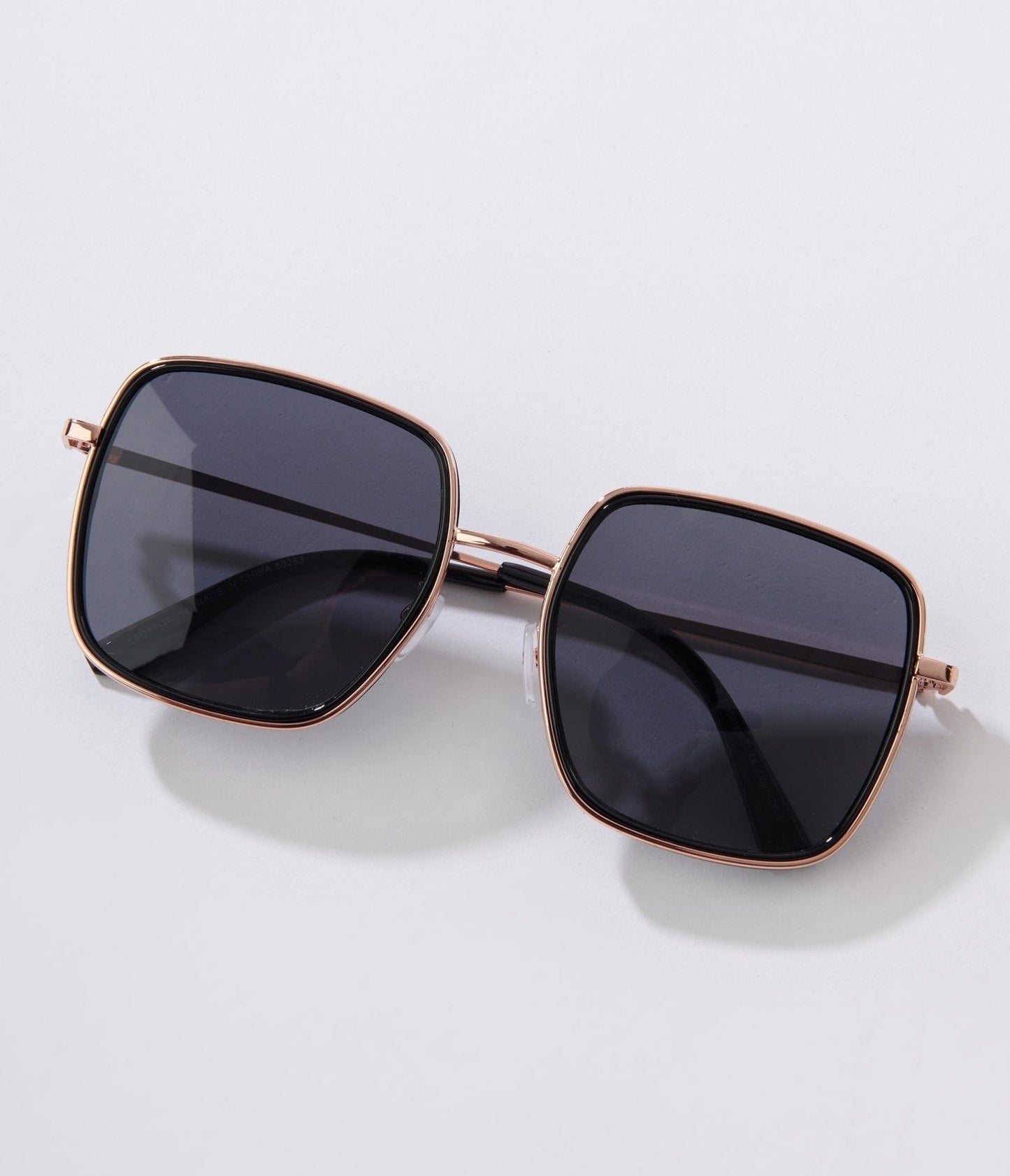 Black & Rose Gold Square Sunglasses