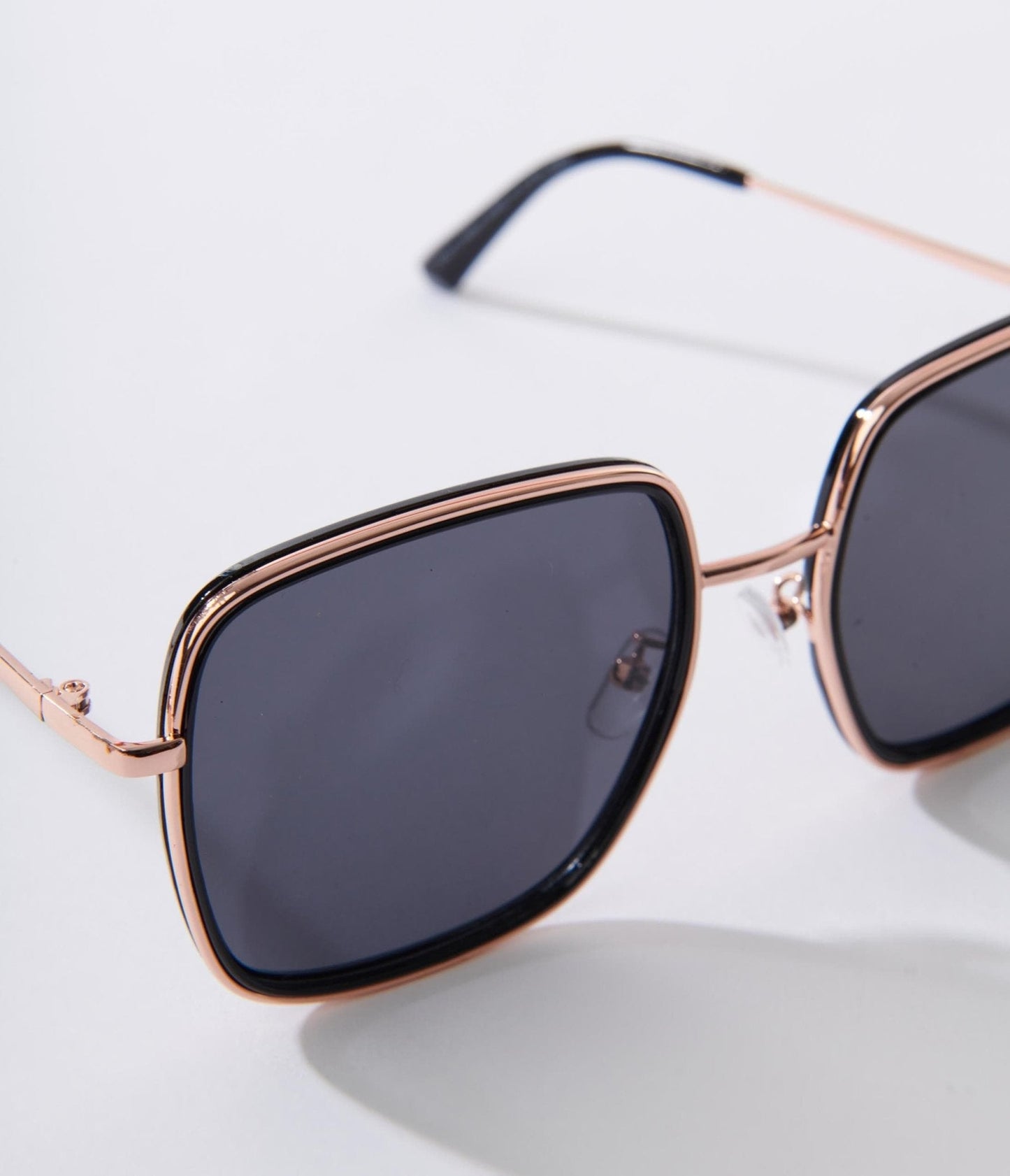 Black & Rose Gold Square Sunglasses