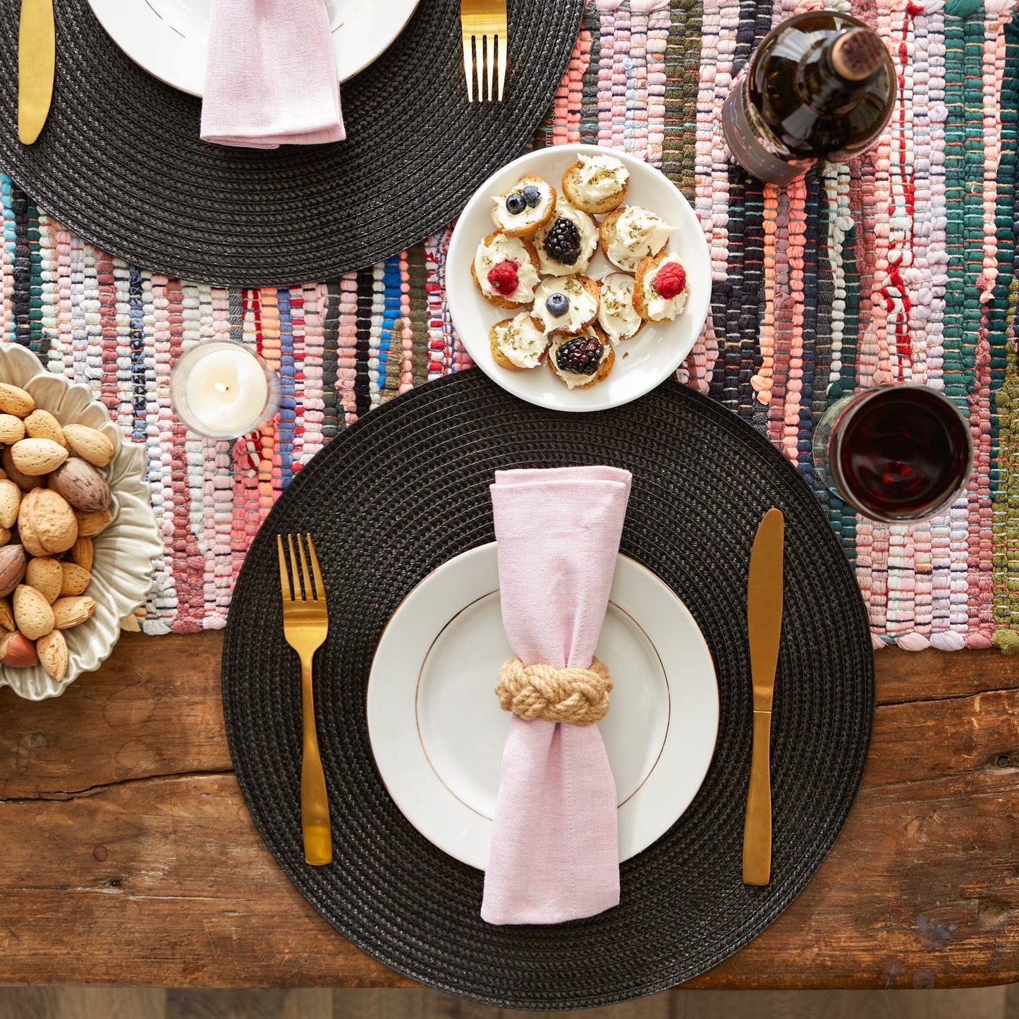 Black Round Woven Placemat Set Of 6