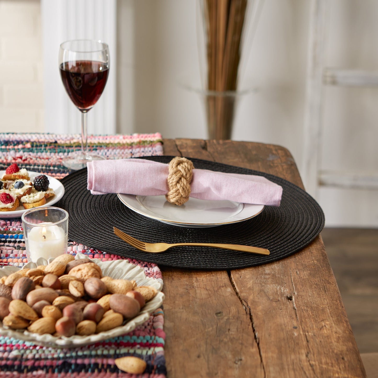 Black Round Woven Placemat Set Of 6
