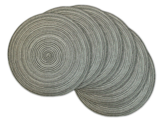 Black Variegated Round Woven Placemat Set Of 6