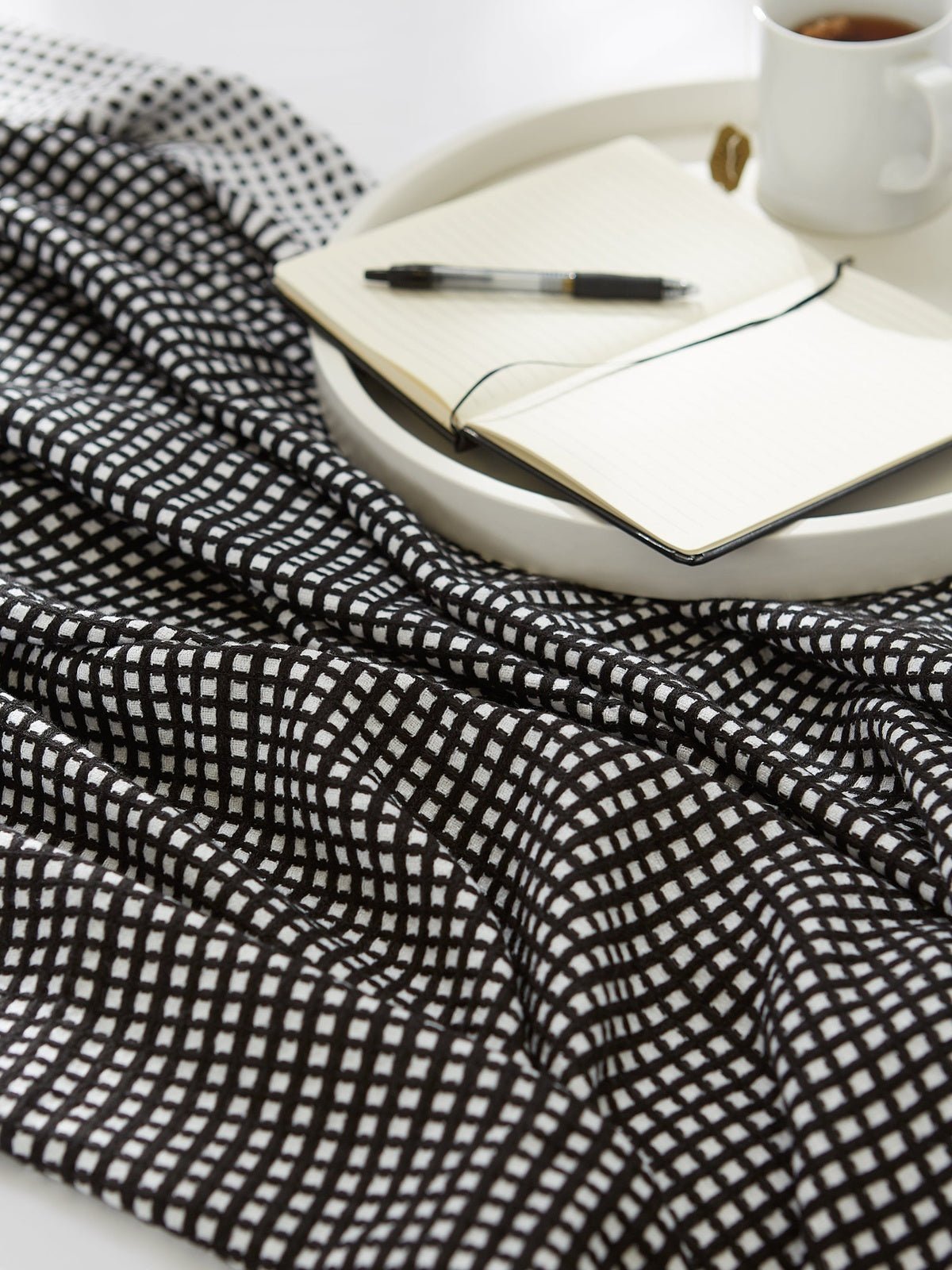 Black & White Waffle Knit Throw