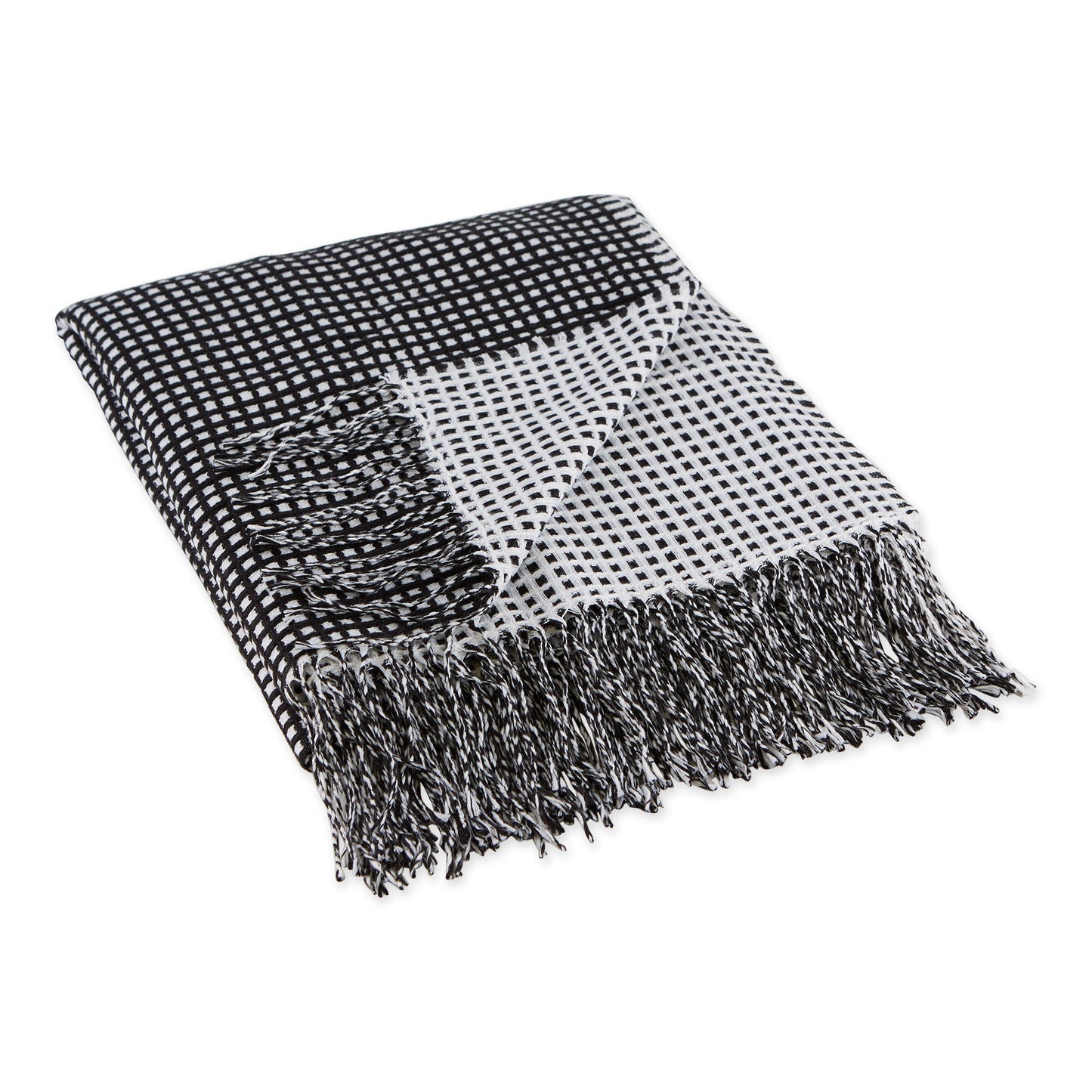 Black & White Waffle Knit Throw