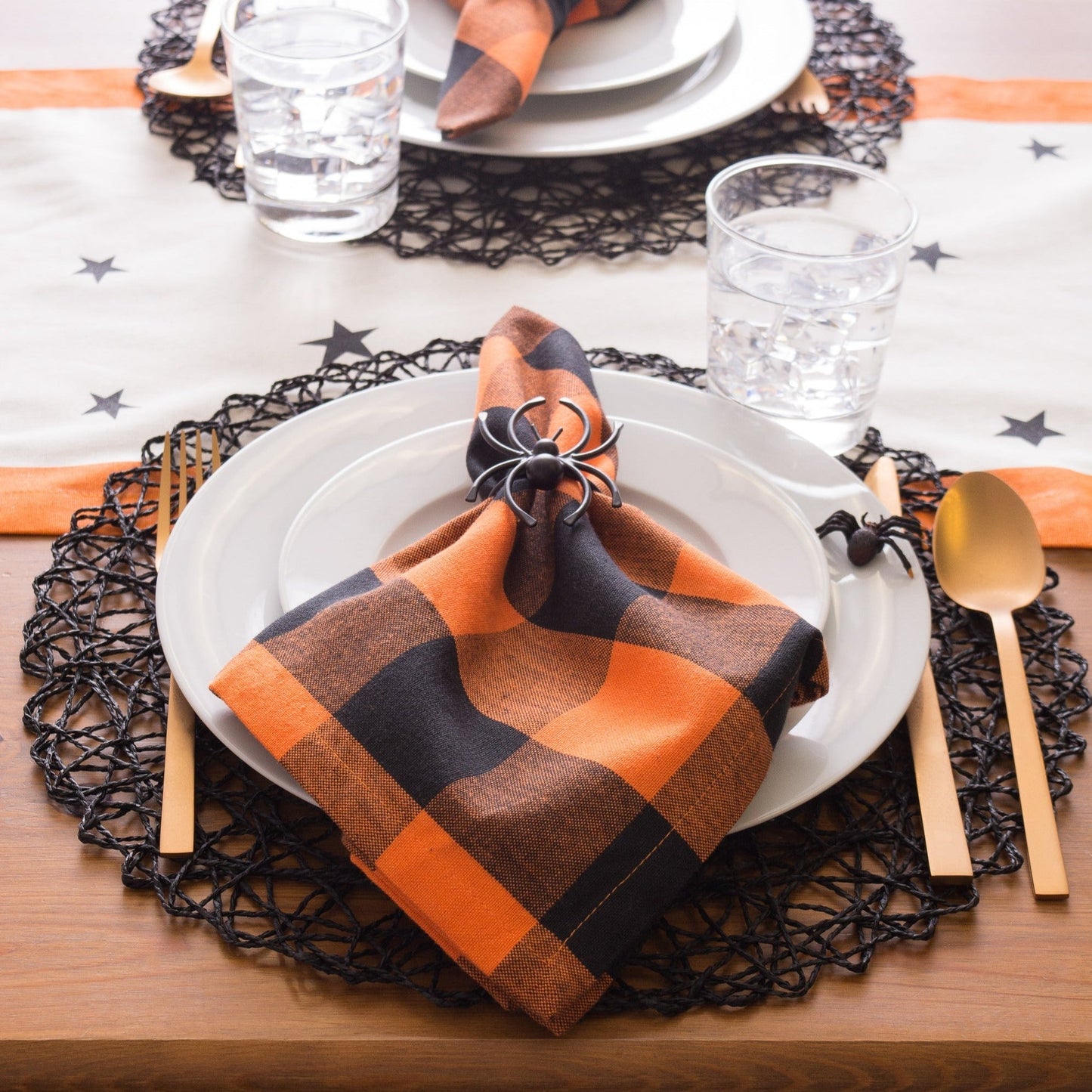 Black Woven Paper Round Placemat Set Of 6
