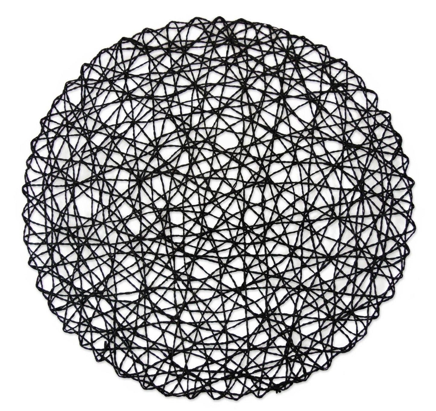 Black Woven Paper Round Placemat Set Of 6