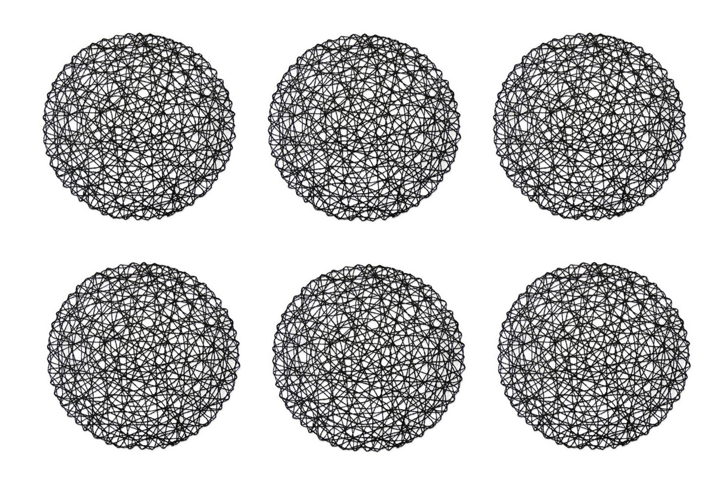Black Woven Paper Round Placemat Set Of 6