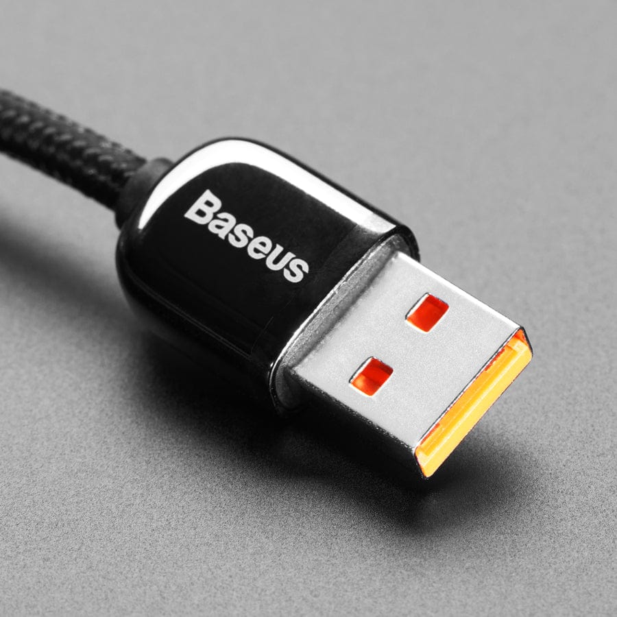 Black Woven USB A to USB C Cable with 66W Watt Display - 1 meter