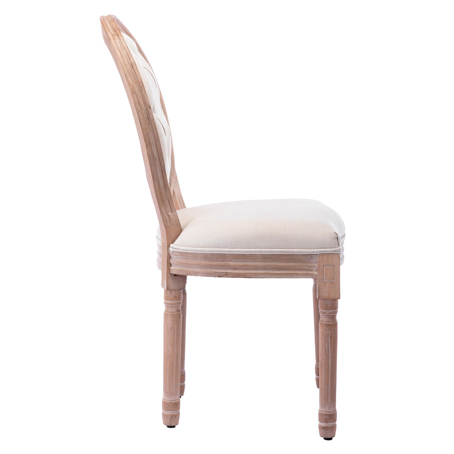 Bliss Upholstered Fabric French Dining Chair with Nailed Trim and Rubber Wood Legs, Set of 2
