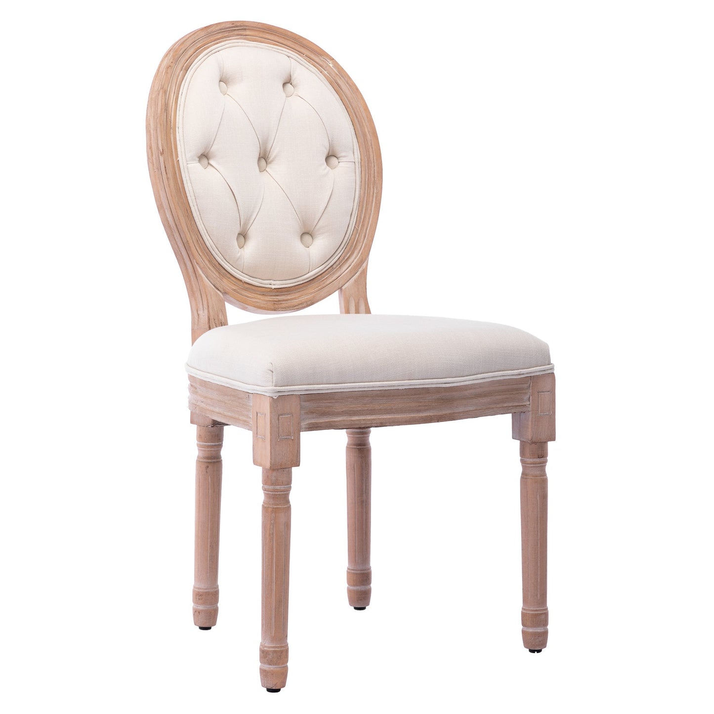 Bliss Upholstered Fabric French Dining Chair with Nailed Trim and Rubber Wood Legs, Set of 2
