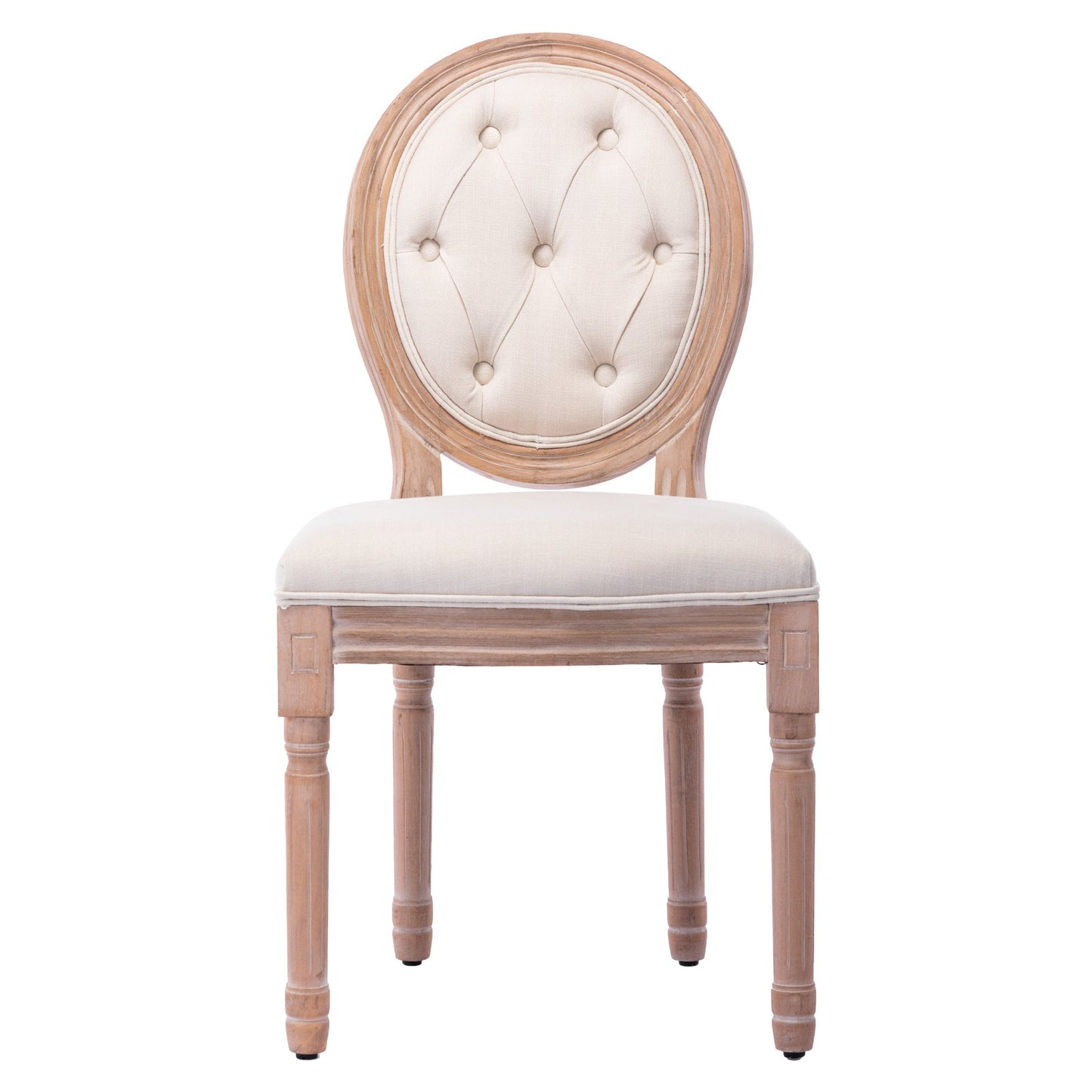 Bliss Upholstered Fabric French Dining Chair with Nailed Trim and Rubber Wood Legs, Set of 2
