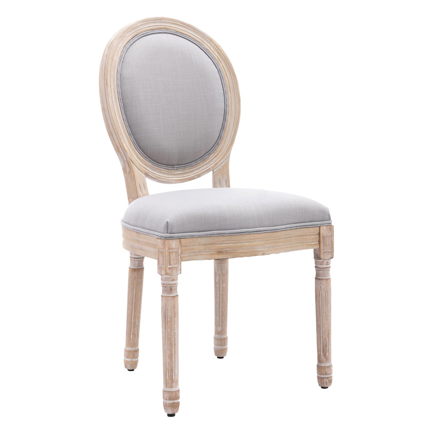 Bliss Upholstered Fabric French Dining Chair with Rubber Wood Legs, Set of 2