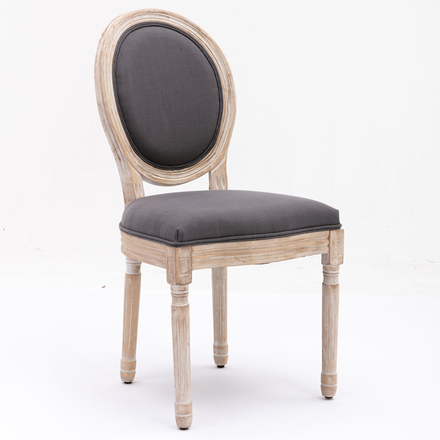 Bliss Upholstered Fabric French Dining Chair with Rubber Wood Legs, Set of 2