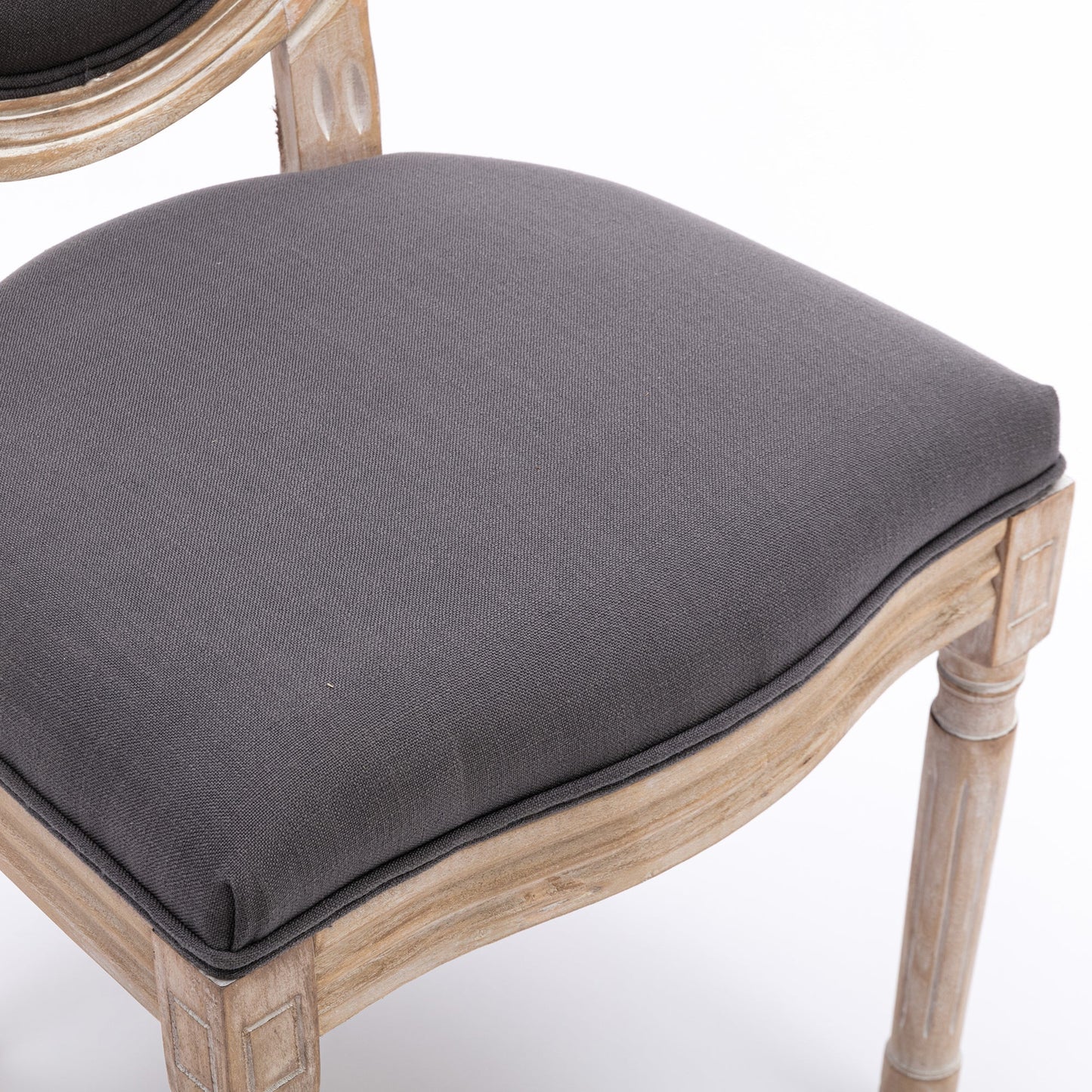 Bliss Upholstered Fabric French Dining Chair with Rubber Wood Legs, Set of 2