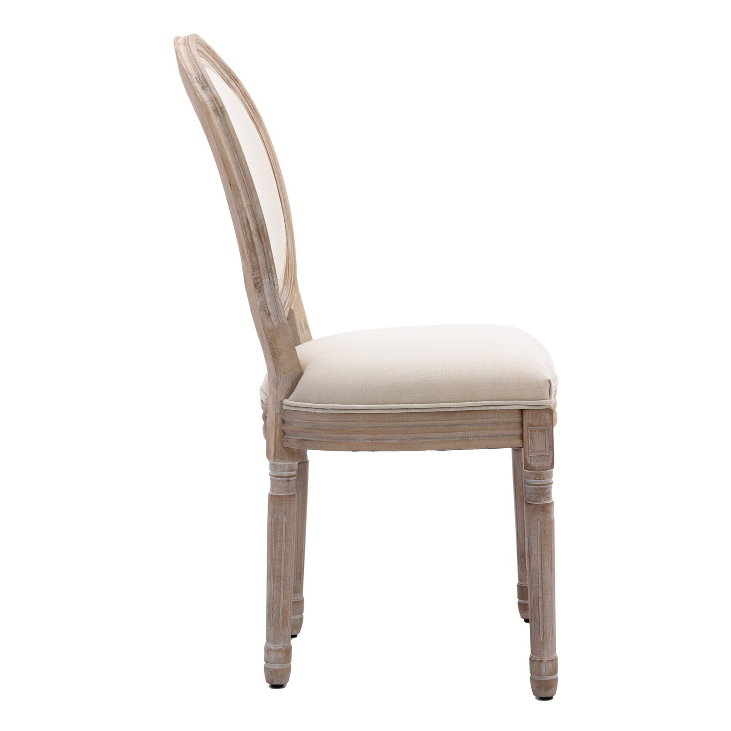 Bliss Upholstered Fabric French Dining Chair with Rubber Wood Legs, Set of 2
