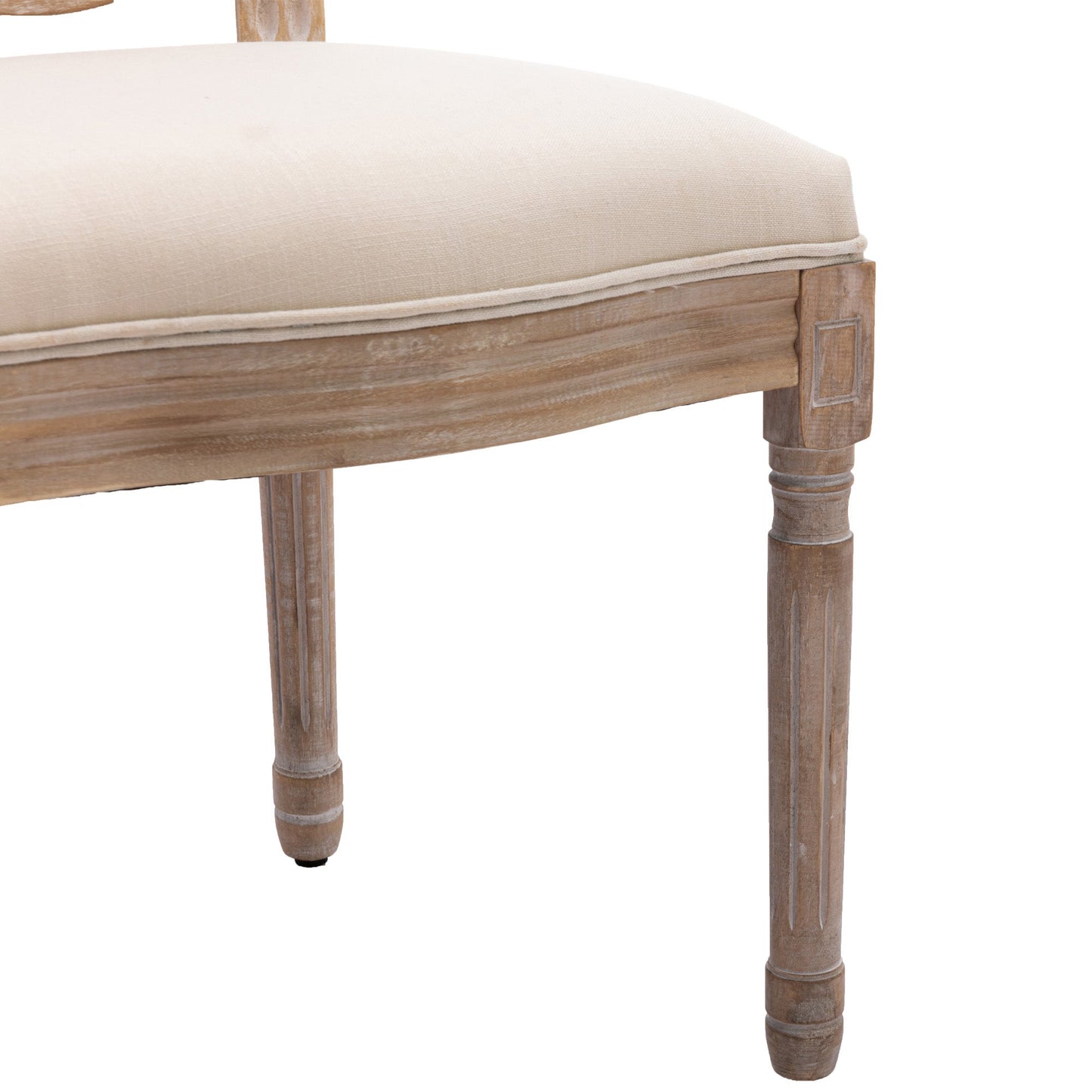 Bliss Upholstered Fabric French Dining Chair with Rubber Wood Legs, Set of 2