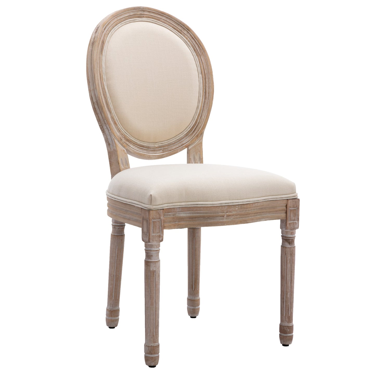 Bliss Upholstered Fabric French Dining Chair with Rubber Wood Legs, Set of 2