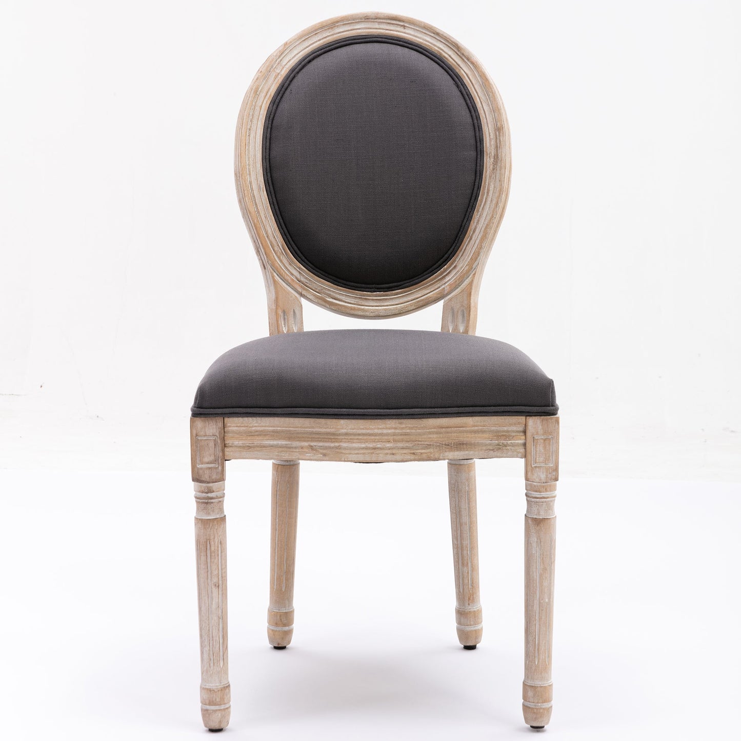 Bliss Upholstered Fabric French Dining Chair with Rubber Wood Legs, Set of 2