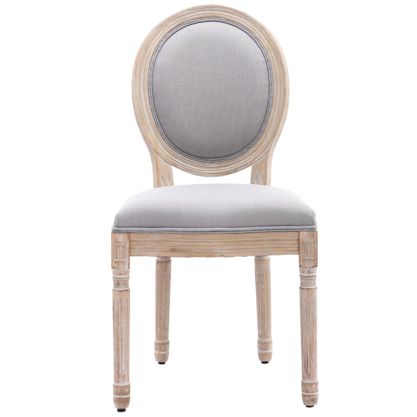 Bliss Upholstered Fabric French Dining Chair with Rubber Wood Legs, Set of 2