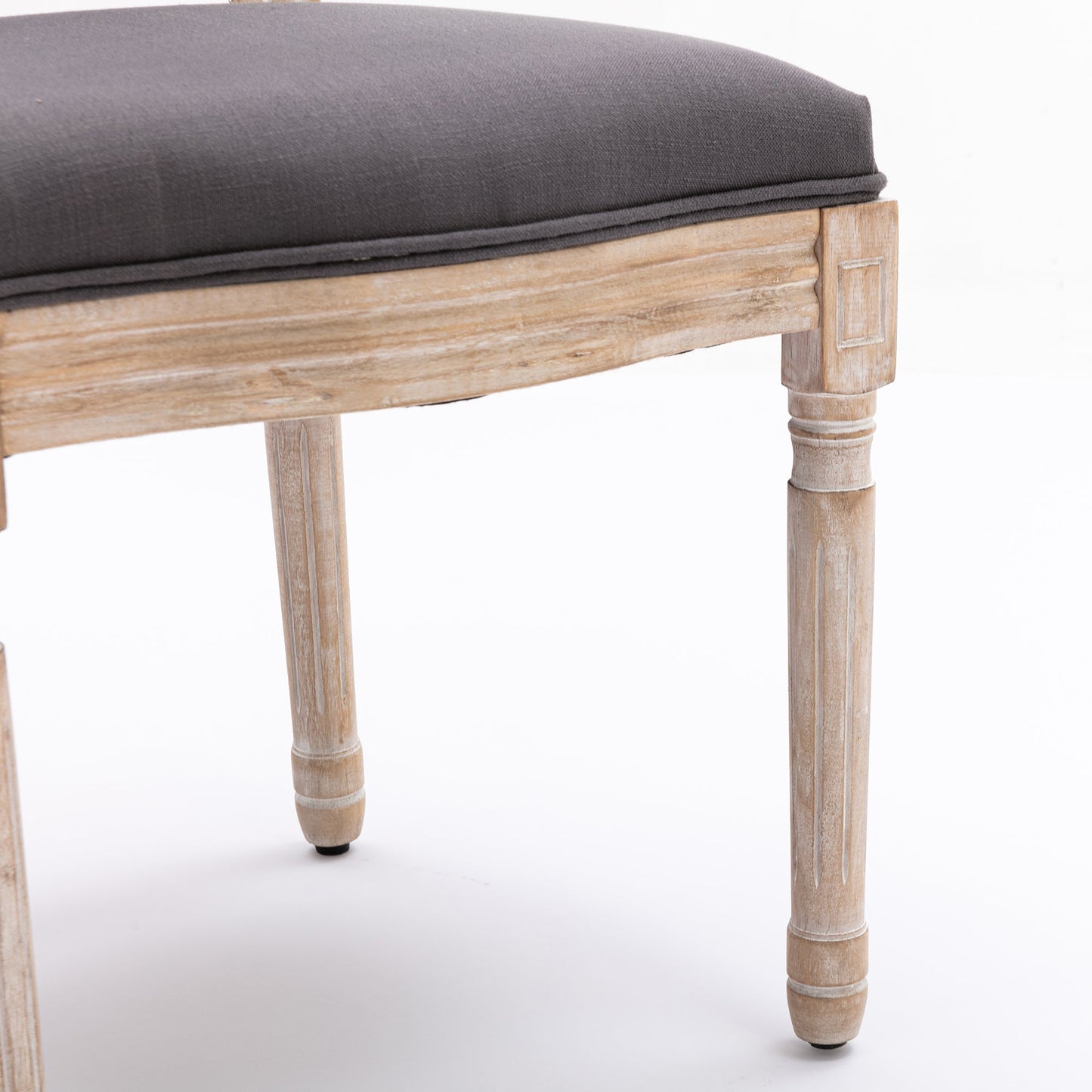 Bliss Upholstered Fabric French Dining Chair with Rubber Wood Legs, Set of 2