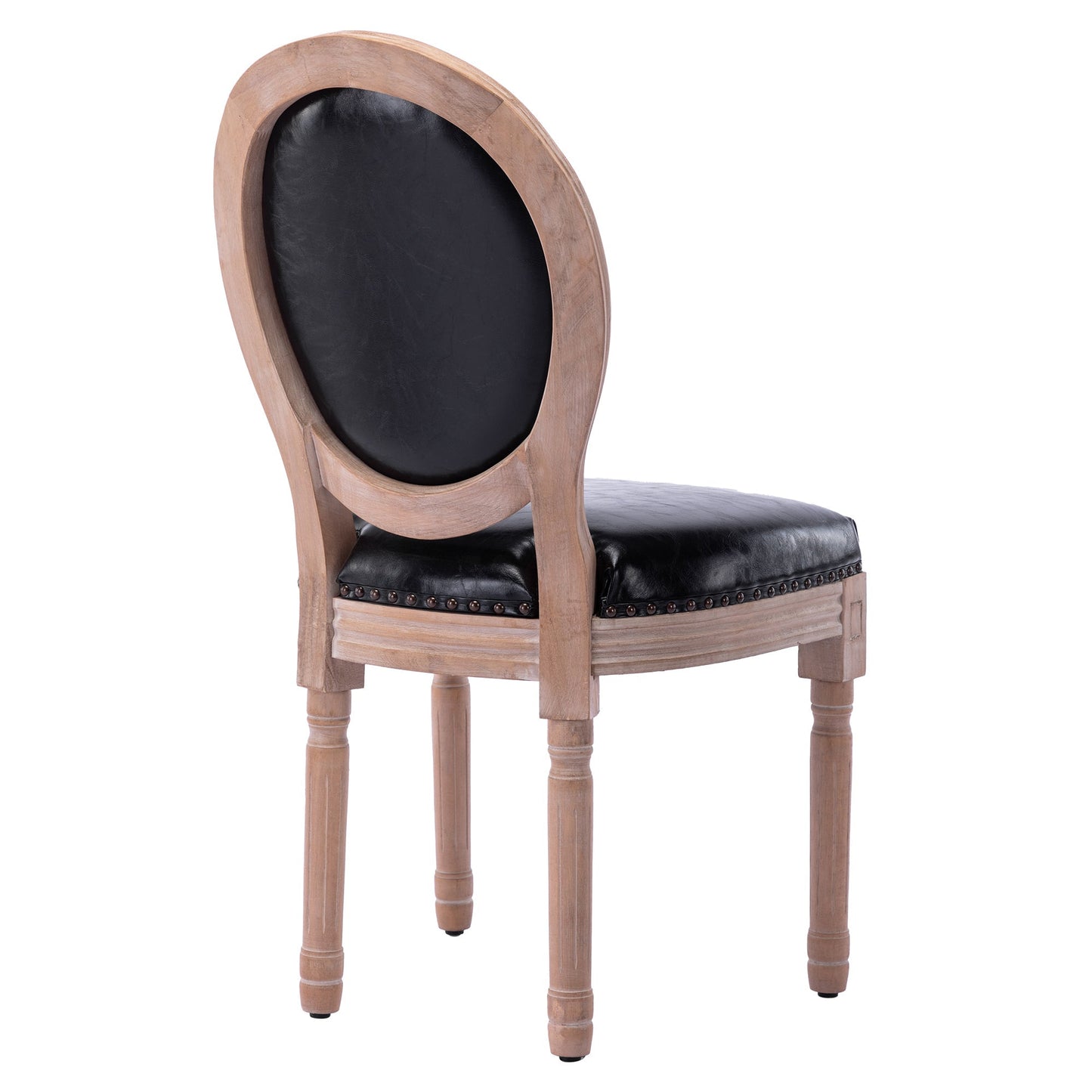Bliss Upholstered Fabric PU Leather French Dining Chair with Rubber Wood Legs, Set of 2