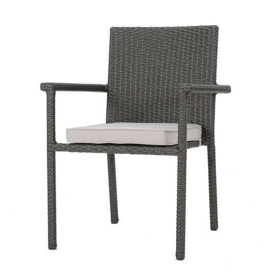 Blissful Outdoor Dining Chair with Cushion and Rattan Cover