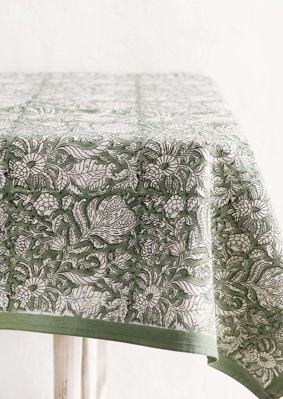Block Print Floral Tablecloth