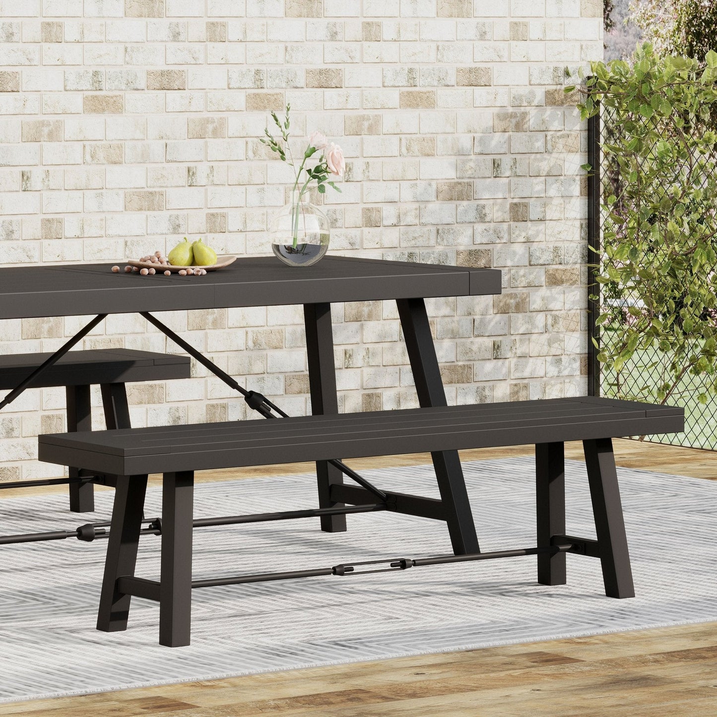 Blossom Acacia Wood Outdoor Bench with Slat Design