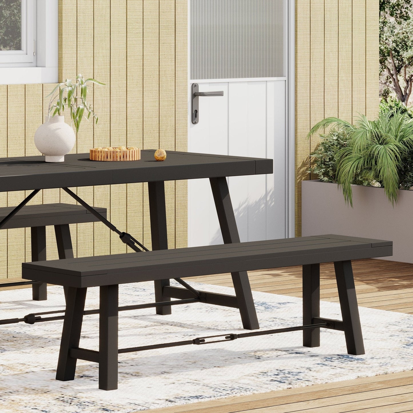 Blossom Acacia Wood Outdoor Bench with Slat Design