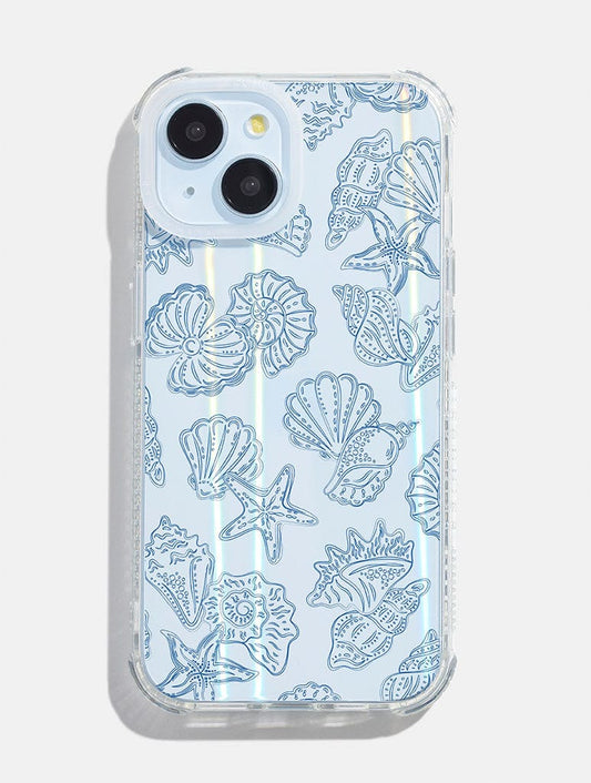 Blue Outline Sea Shells Shock iPhone Case